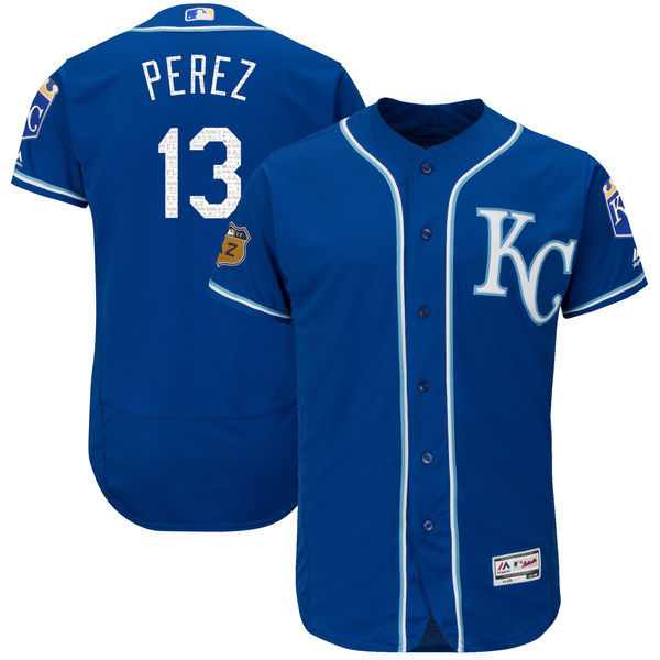 2017 MLB Kansas City Royals #13 Perez Blue Jerseys->->MLB Jersey